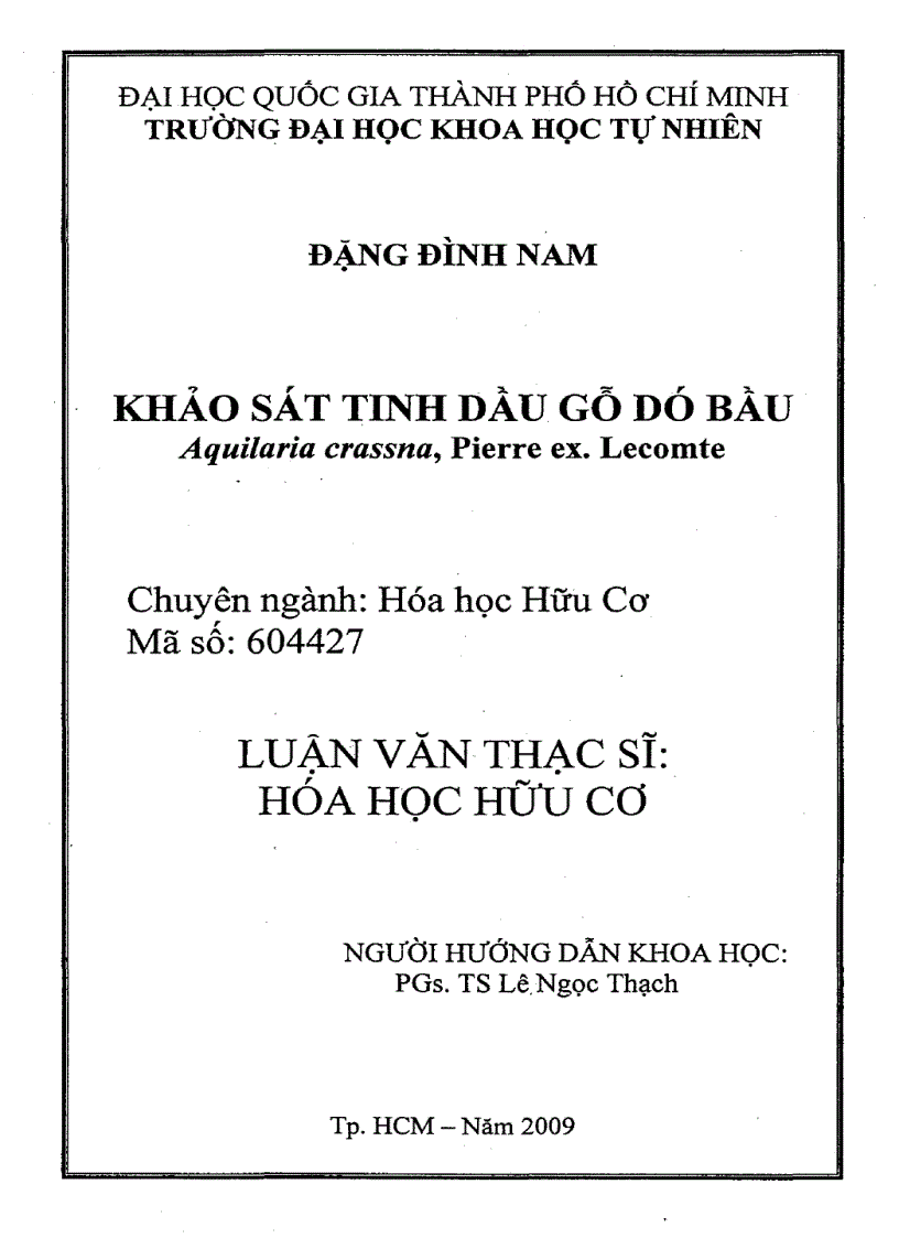 image for page Khảo sát tinh dầu gỗ dó bầu Aquilaria crassna Pierre ex Lecomte