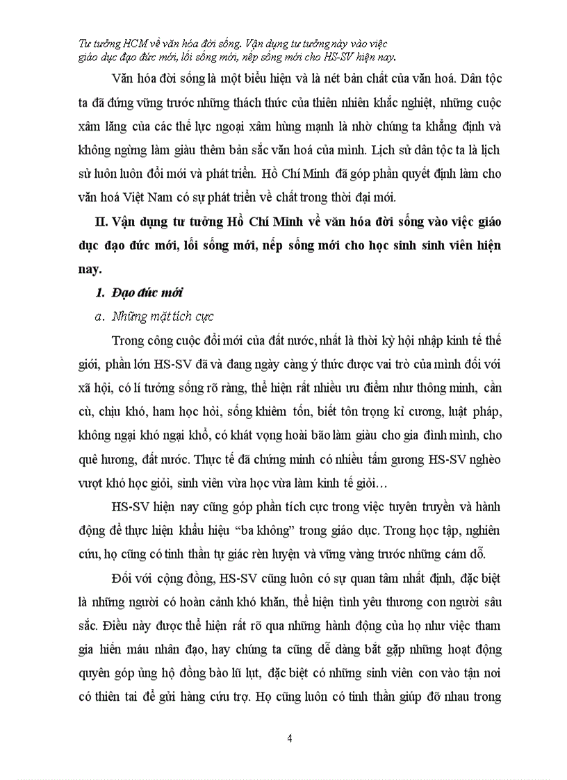 image for page Tiểu luận tư tưởng hồ chí minh Tư tưởng HCM về văn hóa đời sống Vận dụng tư tưởng này vào việc giáo dục đạo đức mới lối sống mới nếp sống mới cho HS SV hiện nay