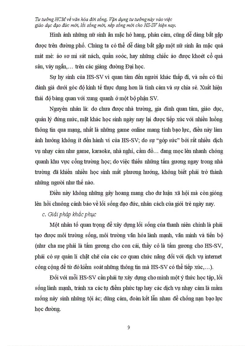 image for page Tiểu luận tư tưởng hồ chí minh Tư tưởng HCM về văn hóa đời sống Vận dụng tư tưởng này vào việc giáo dục đạo đức mới lối sống mới nếp sống mới cho HS SV hiện nay