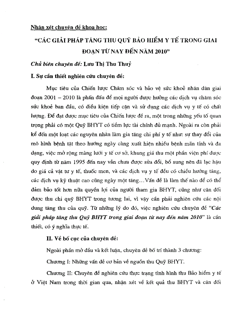 image for page Các giải pháp tăng thu quỹ bảo hiểm y tế giai đoạn từ nay đến 2010