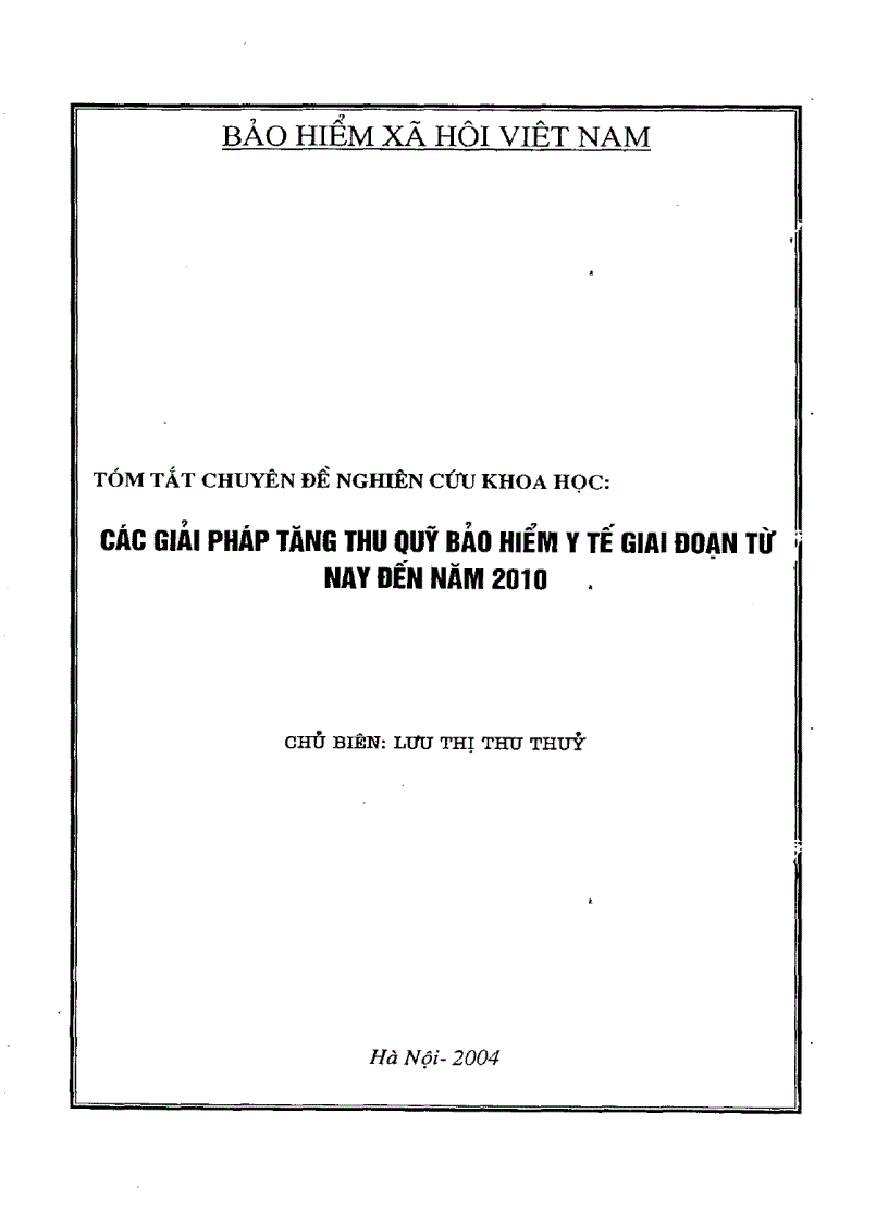 image for page Các giải pháp tăng thu quỹ bảo hiểm y tế giai đoạn từ nay đến 2010