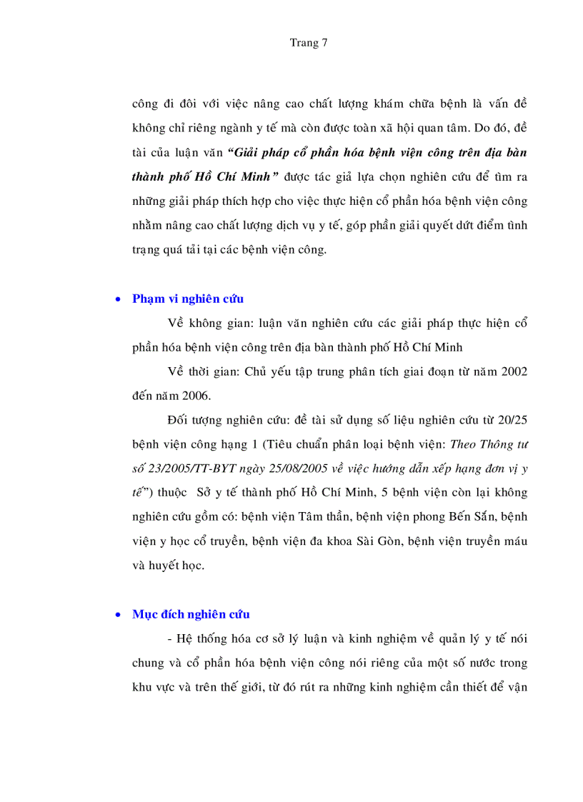 image for page Biện pháp cổ phần hóa bệnh viện công trên địa bàn thành phố Hồ Chí Minh