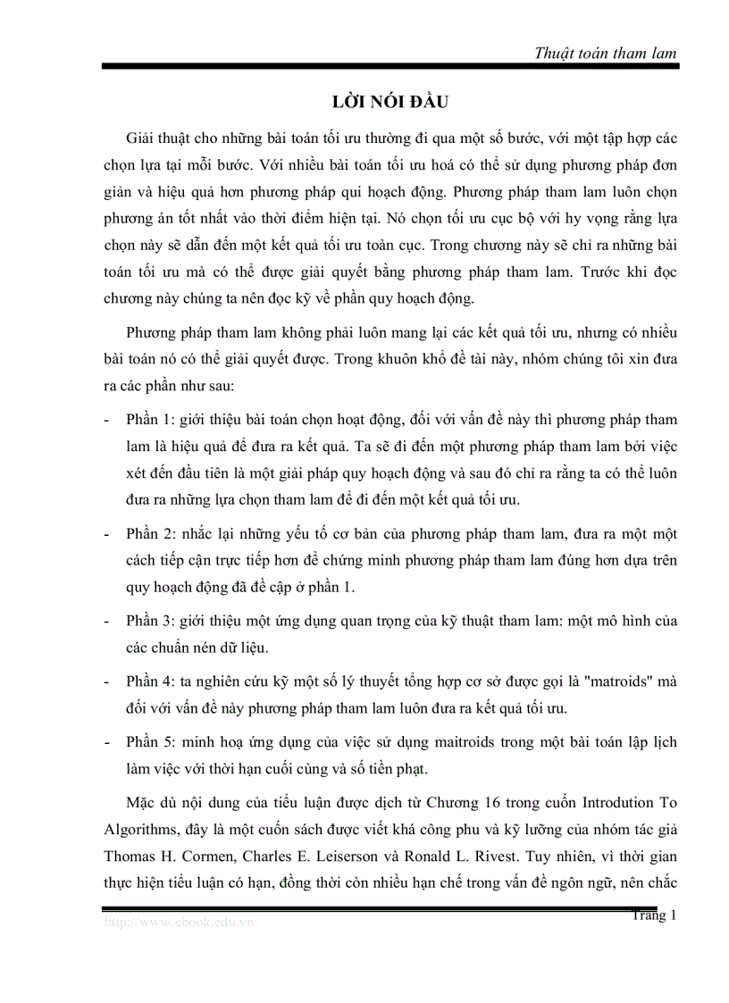 image for page Tiểu luận học phần Phân tích Thi ết kế thuật toán Thuật toán tham lam greedy algorithm
