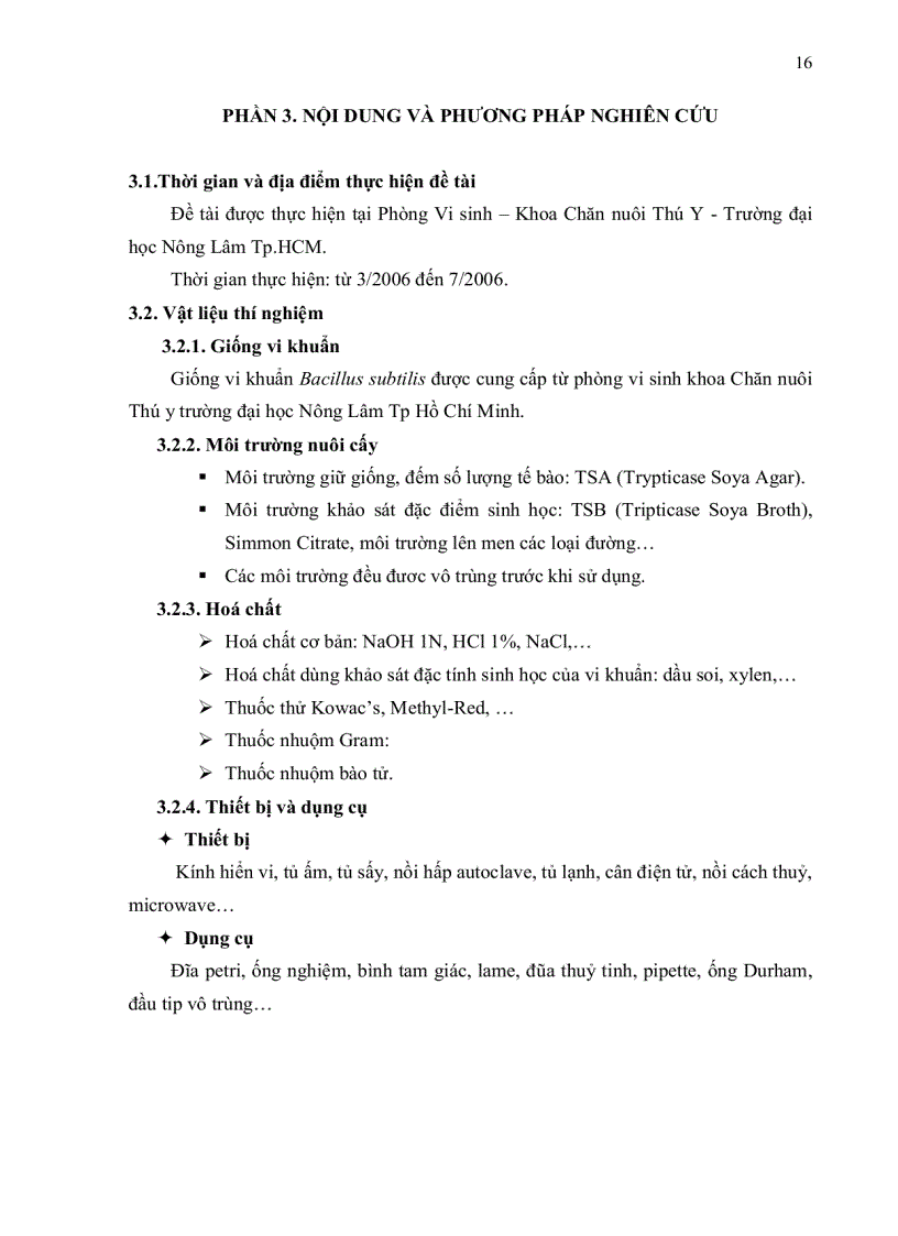 image for page Khảo sát điều kiện nuôi cấy và sinh bào tử vi khuẩn Bacillus subtilis