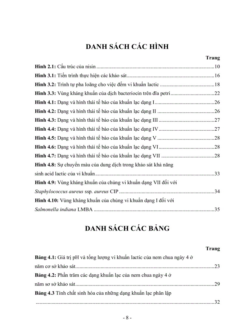 image for page Khảo sát khả năng sinh bacteriocin của vi khuẩn lactic phân lập trên nem chua