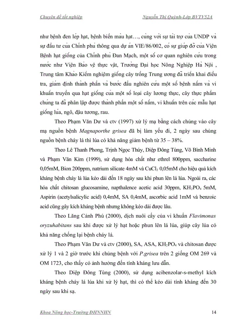 image for page Nghiên cứu ảnh hưởng của chất kích kháng phòng trừ nấm gây bệnh hại hạt giống lúa