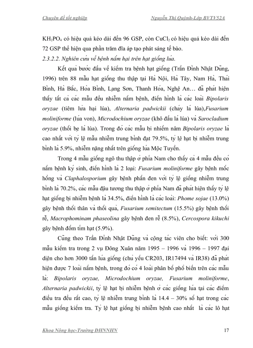 image for page Nghiên cứu ảnh hưởng của chất kích kháng phòng trừ nấm gây bệnh hại hạt giống lúa