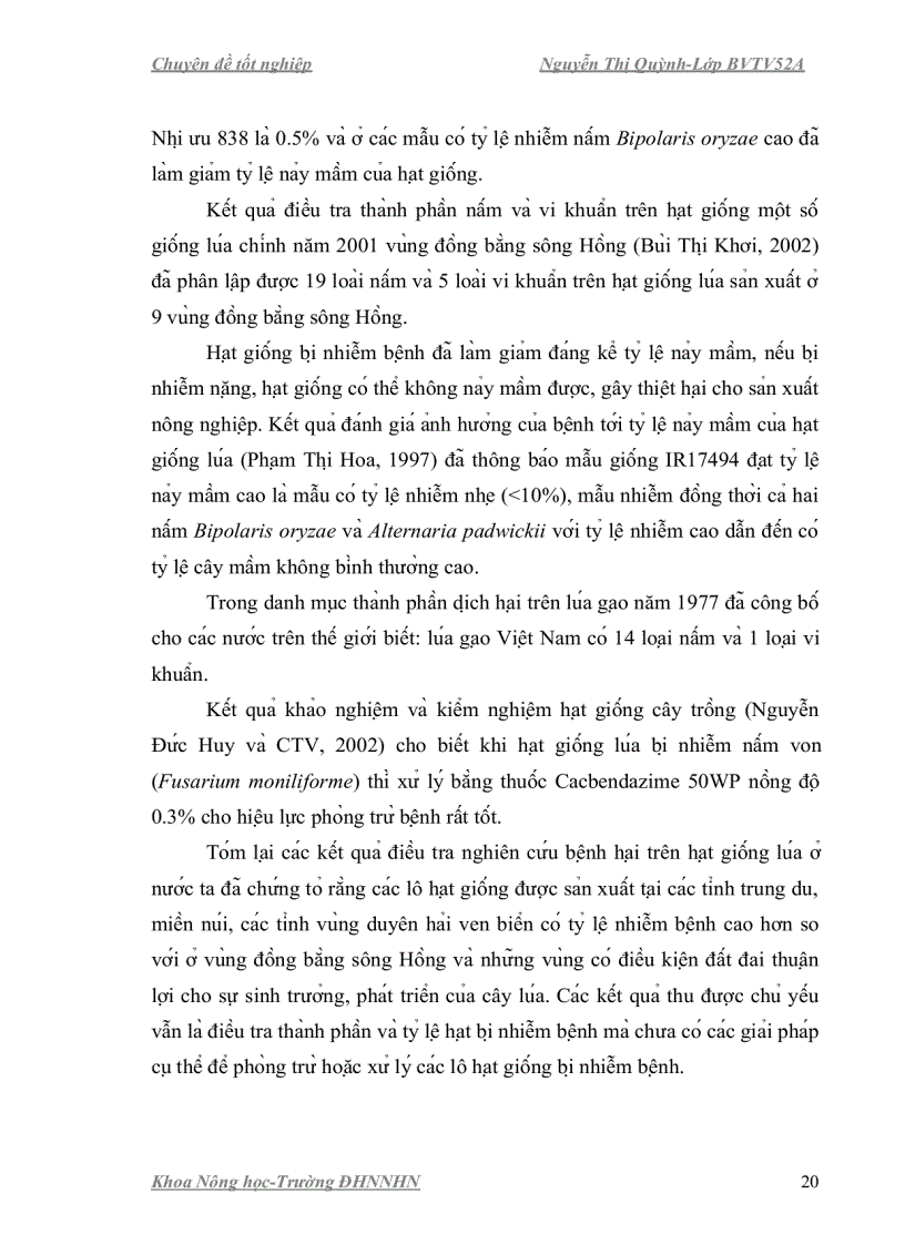 image for page Nghiên cứu ảnh hưởng của chất kích kháng phòng trừ nấm gây bệnh hại hạt giống lúa