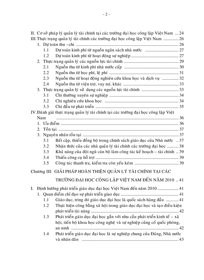 Quản lý tài chính các trường Đại học công lập ở Việt Nam đến năm 2010