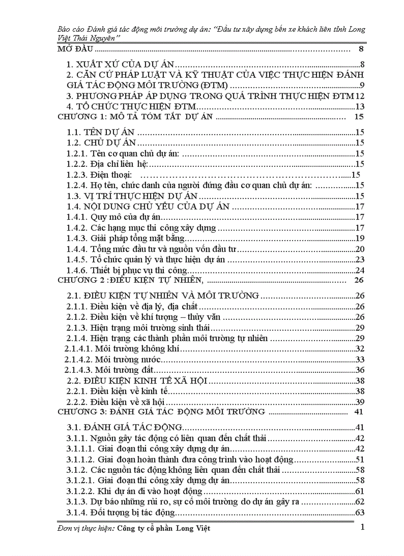 image for page Đánh giá tác động môi trường dự án Đầu tư xây dựng bến xe khách liên tỉnh Long Việt Thái Nguyên