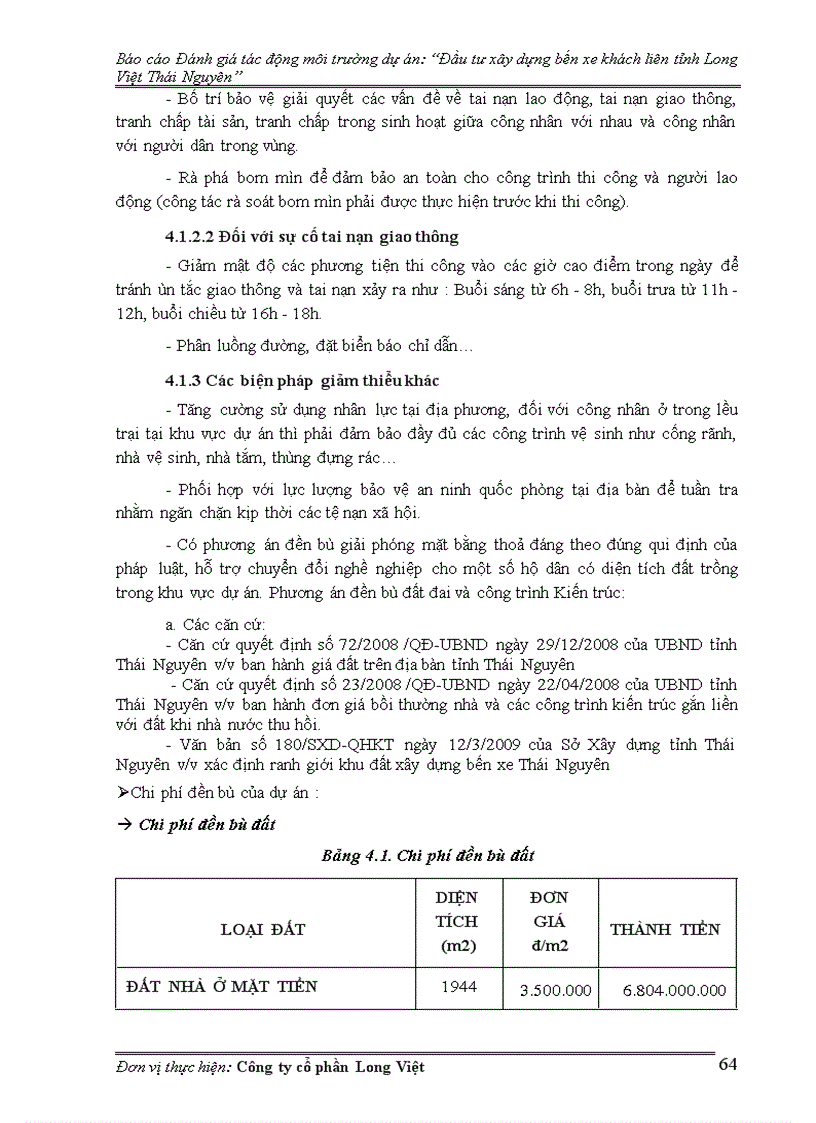 image for page Đánh giá tác động môi trường dự án Đầu tư xây dựng bến xe khách liên tỉnh Long Việt Thái Nguyên
