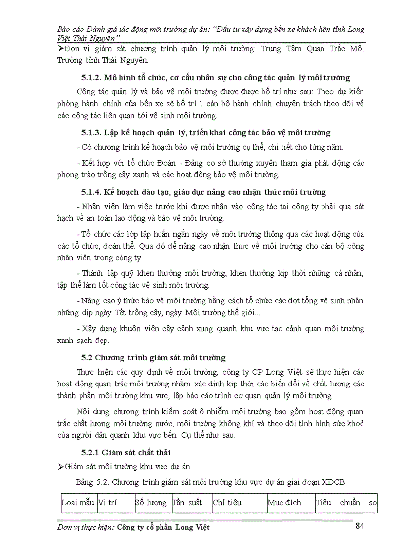 image for page Đánh giá tác động môi trường dự án Đầu tư xây dựng bến xe khách liên tỉnh Long Việt Thái Nguyên