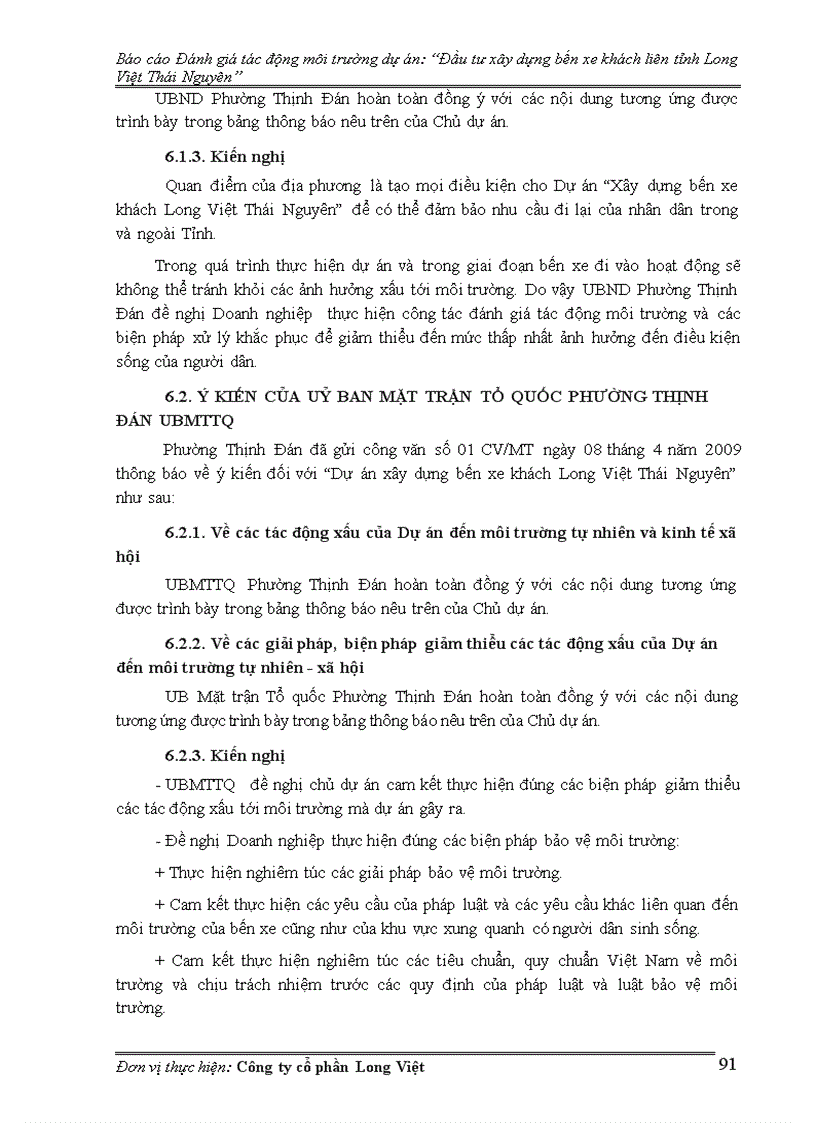 image for page Đánh giá tác động môi trường dự án Đầu tư xây dựng bến xe khách liên tỉnh Long Việt Thái Nguyên