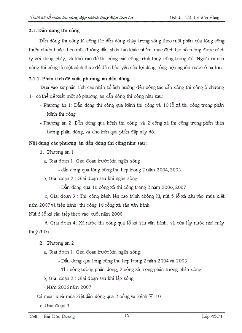 image for page Thiết kế tổ chức thi công đập chính thuỷ điện Sơn La