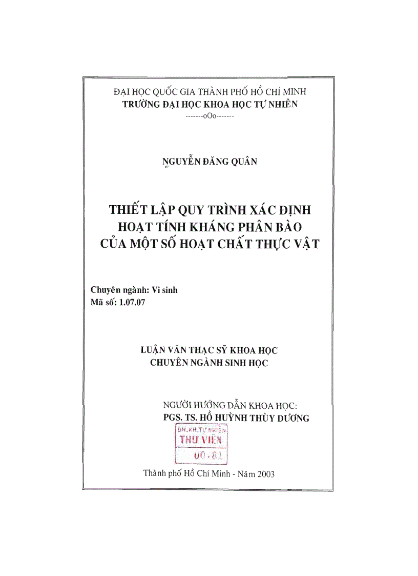 image for page Thiết lập quy trình xác định hoạt tính kháng phân bào của một số hoạt chất thực vật