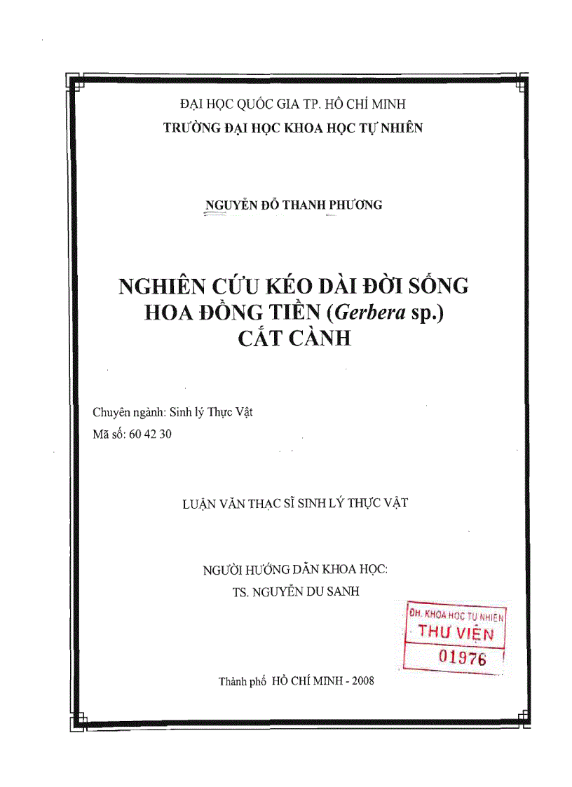 image for page Nghiên cứu kéo dài đời sống hoa đồng tiền Gerbera sp cắt cành