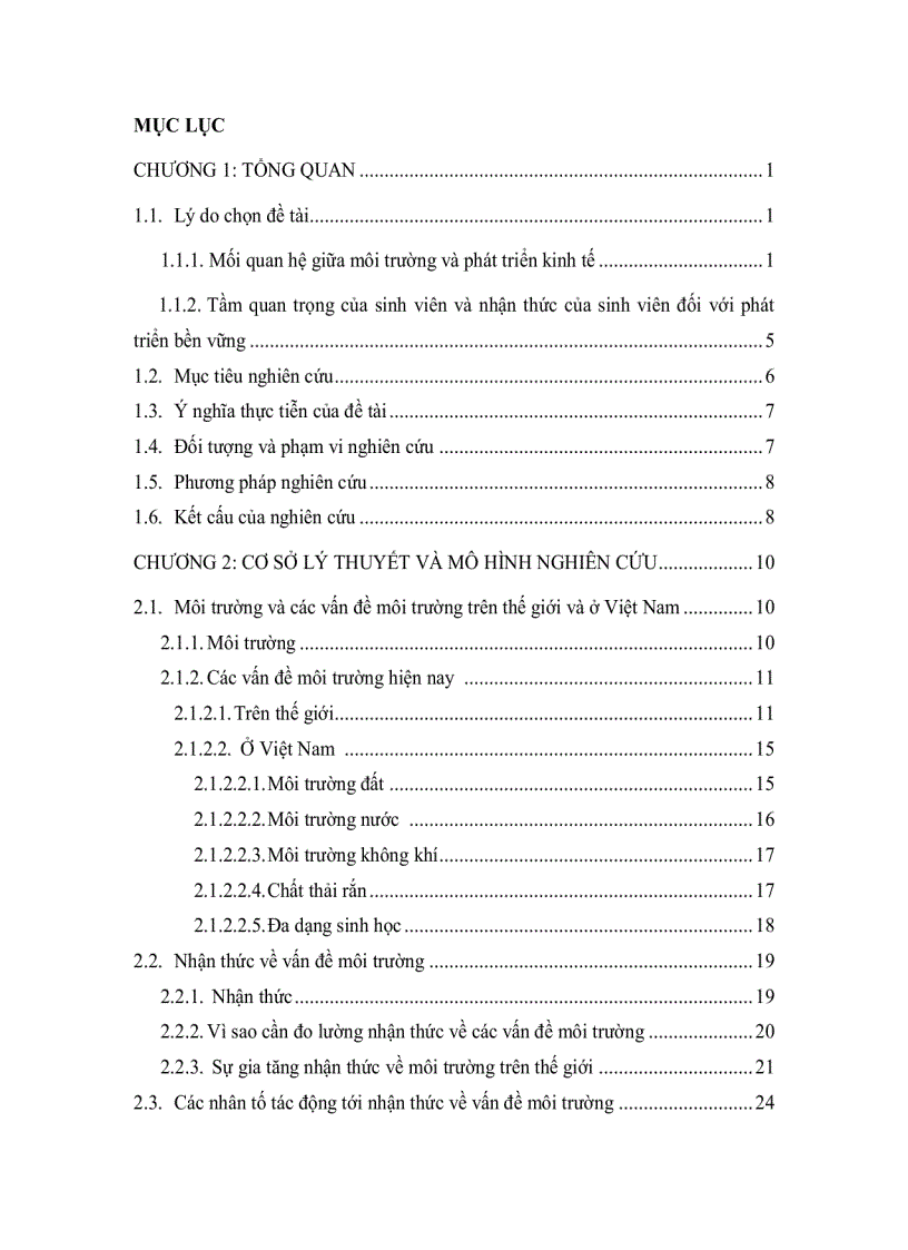 image for page Nhận thức của sinh viên đại học tại thành phố hồ chí minh về vấn đề môi trường