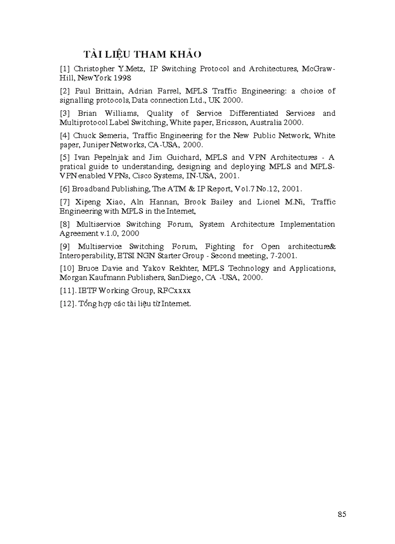 image for page Ứng dụng của MPLS trong mạng VPN và Khả năng ứng dụng MPLS trong mạng Viễn thông của Tổng công ty BCVT Việt nam