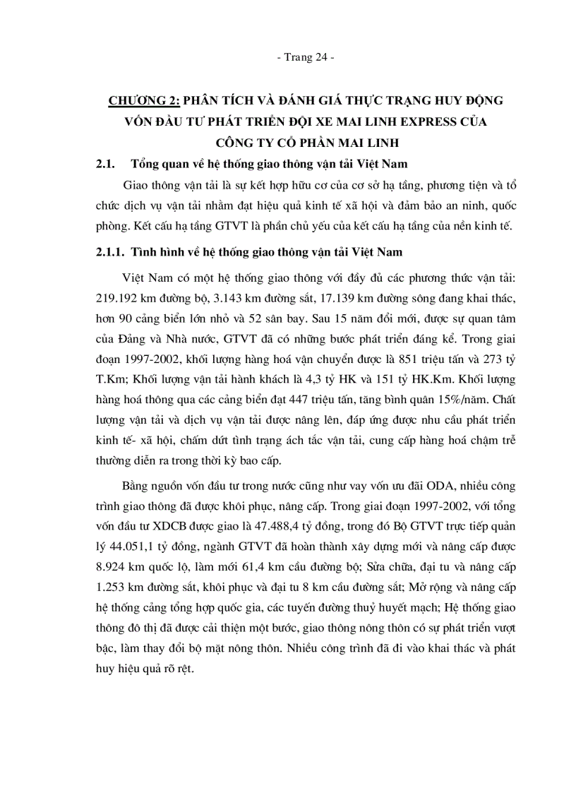 image for page Giải pháp tạo lập nguồn vốn để đầu tư phát triển đội xe vận chuyển hành khách liên tỉnh Mai Linh Express của công ty cổ phần Mai Linh giai đoạn 2006 2010