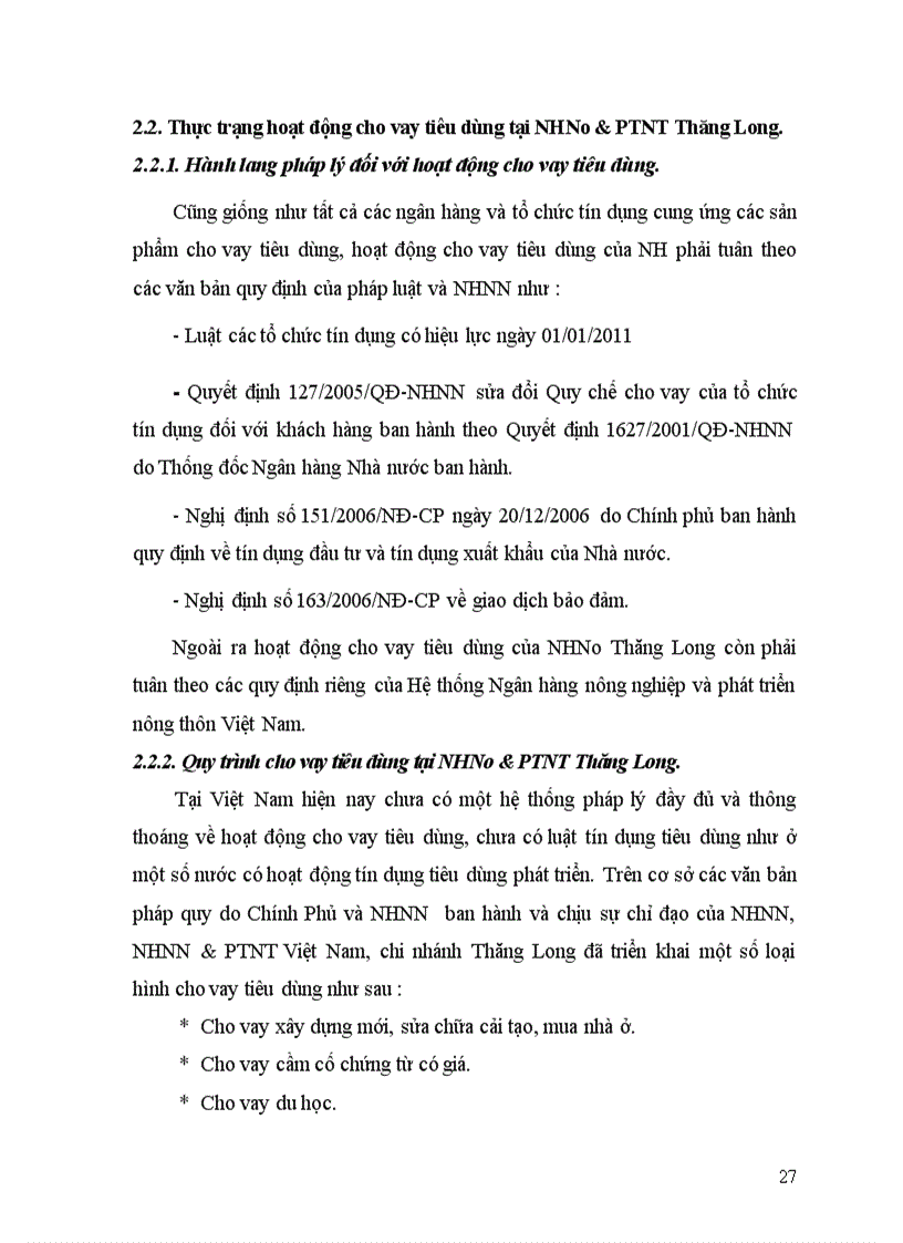 image for page Giải pháp mở rộng cho vay tiêu dùng tại Ngân Hàng Nông nghiệp và phát triển nông thôn Thăng Long