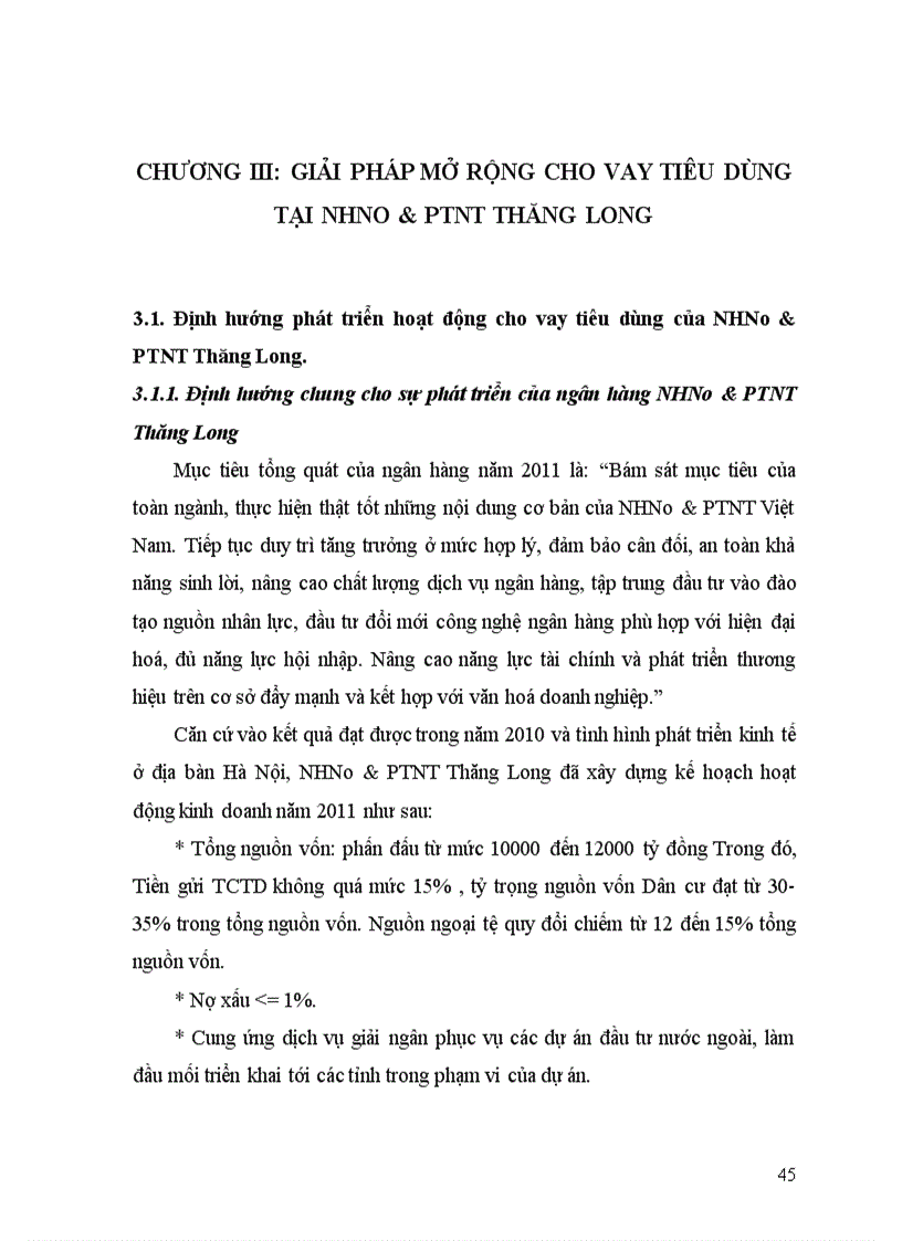image for page Giải pháp mở rộng cho vay tiêu dùng tại Ngân Hàng Nông nghiệp và phát triển nông thôn Thăng Long