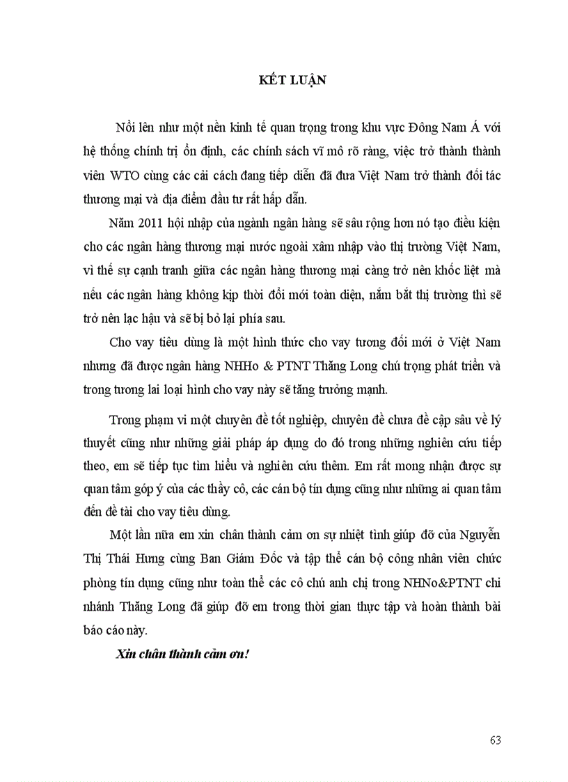 image for page Giải pháp mở rộng cho vay tiêu dùng tại Ngân Hàng Nông nghiệp và phát triển nông thôn Thăng Long