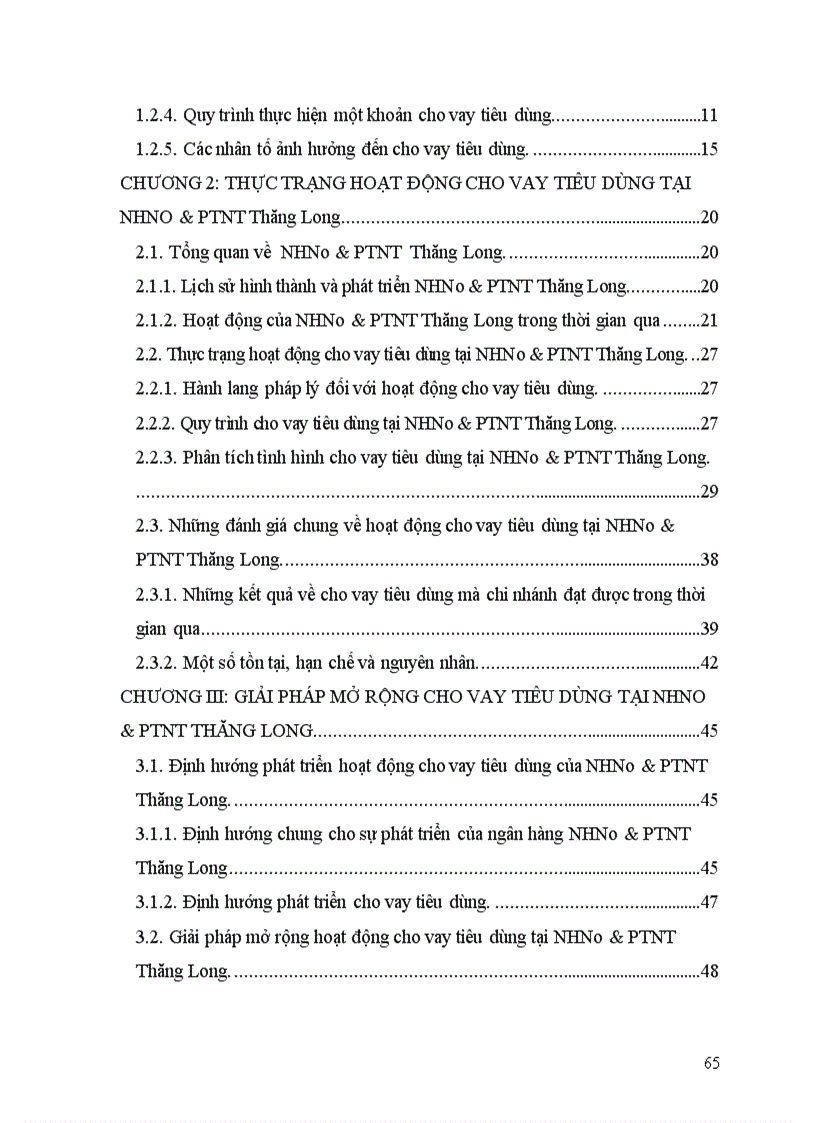 image for page Giải pháp mở rộng cho vay tiêu dùng tại Ngân Hàng Nông nghiệp và phát triển nông thôn Thăng Long