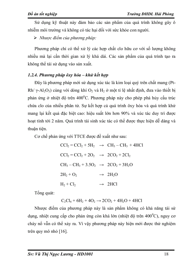 image for page Nghiên cứu xử lý hợp chất Clo hữu cơ bằng quá trình Hydrodeclo hóa trên xúc tác sử dụng y Al2O3 làm chất mang