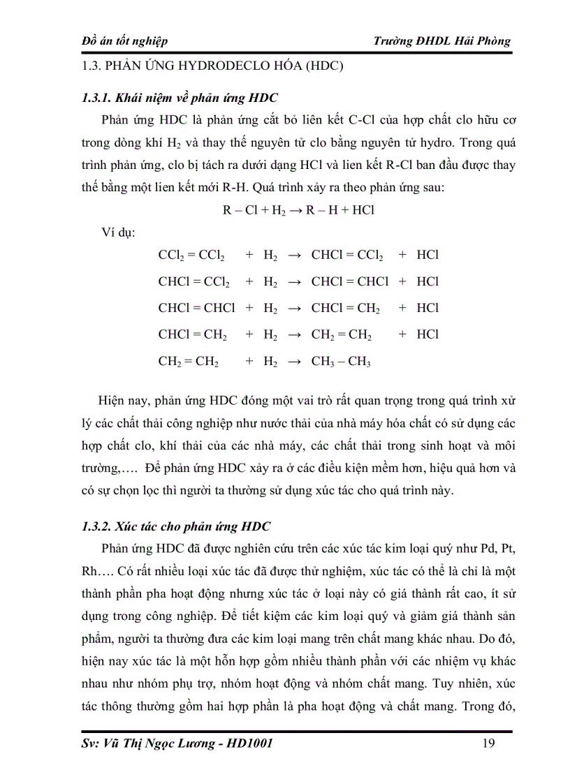 image for page Nghiên cứu xử lý hợp chất Clo hữu cơ bằng quá trình Hydrodeclo hóa trên xúc tác sử dụng y Al2O3 làm chất mang