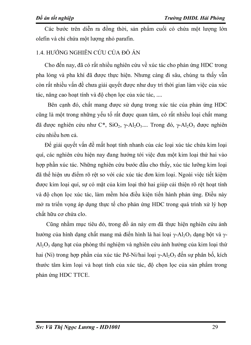 image for page Nghiên cứu xử lý hợp chất Clo hữu cơ bằng quá trình Hydrodeclo hóa trên xúc tác sử dụng y Al2O3 làm chất mang