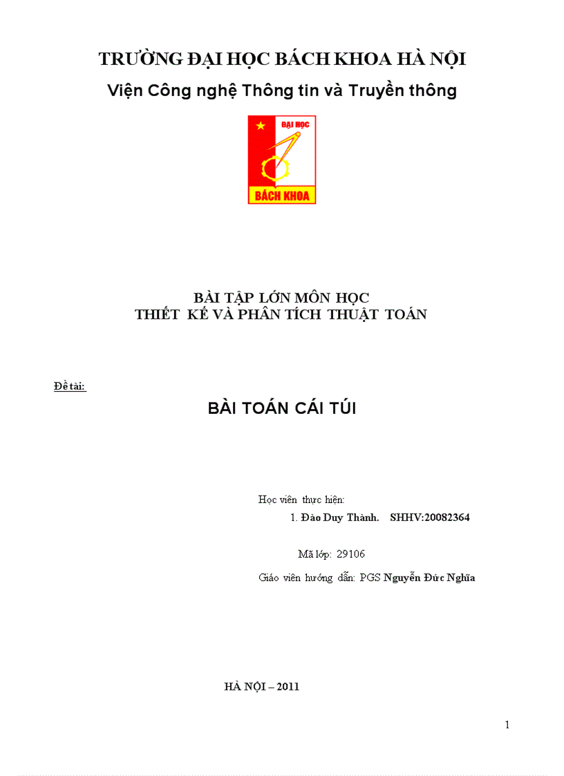 image for page Bài toán cái túi