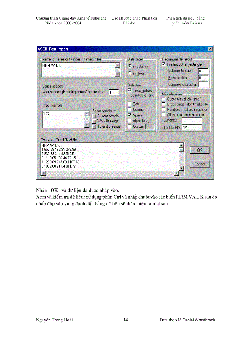 image for page Phaân tích dữ liệu bằng phần mềm eview