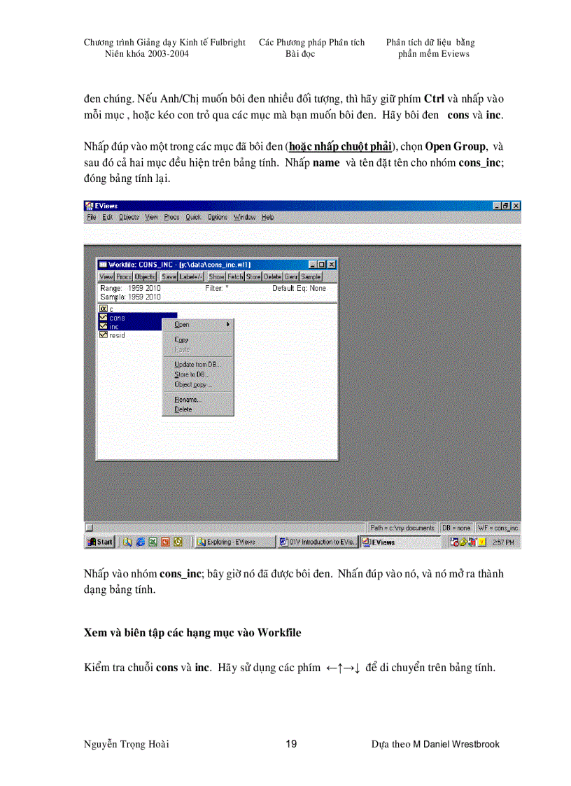 image for page Phaân tích dữ liệu bằng phần mềm eview