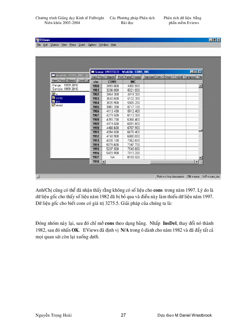 image for page Phaân tích dữ liệu bằng phần mềm eview