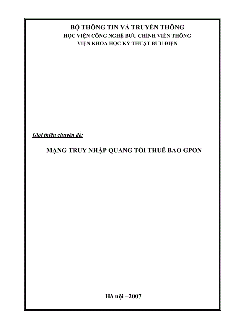 image for page Mạng truy nhập quang tới thuê bao gpon