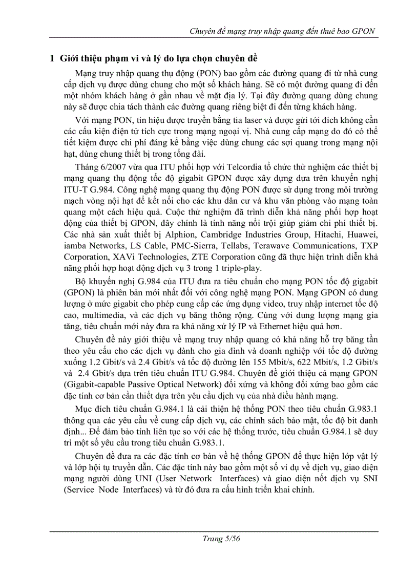 image for page Mạng truy nhập quang tới thuê bao gpon