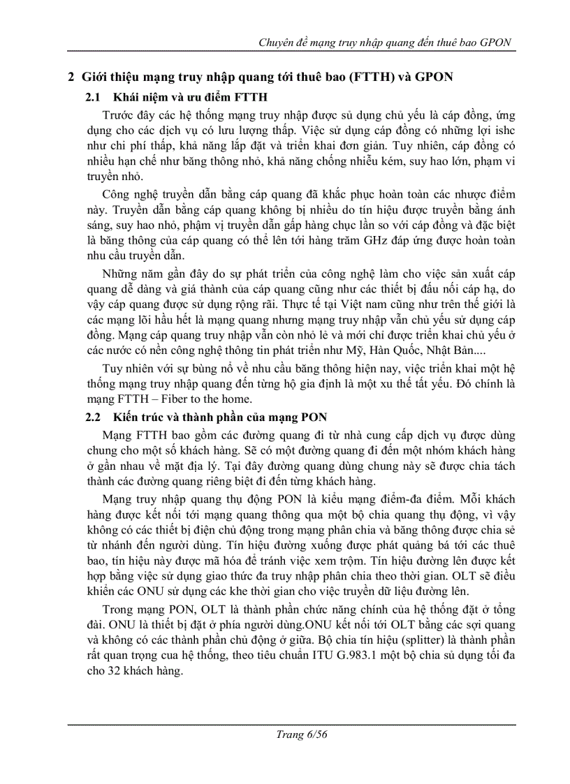 image for page Mạng truy nhập quang tới thuê bao gpon