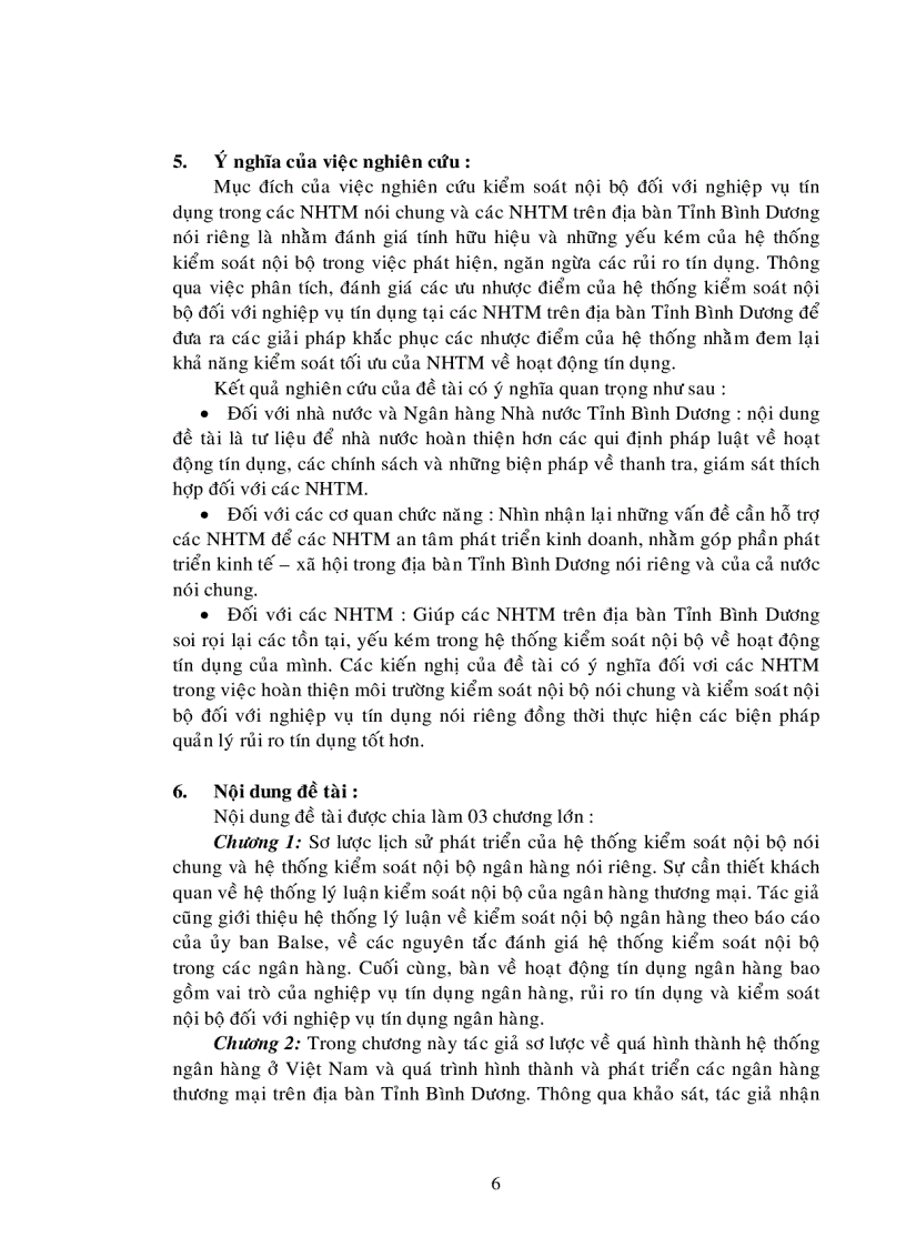 image for page Hoàn thiện hệ thống kiểm soát nội bộ đối với nghiệp vụ tín dụng trong các Ngân hàng Thương mại trên địa bàn tỉnh Bình Dương