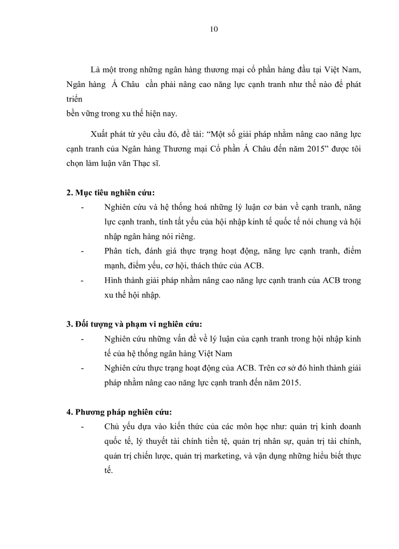 image for page Một số giải pháp góp phần nâng cao năng lực cạnh tranh của Ngân hàng thương mại cổ phần Á Châu đến 2015