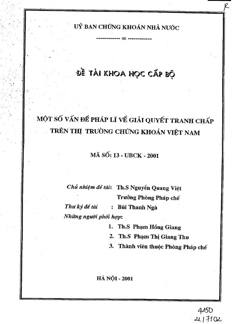 image for page Một số vấn đề pháp lí về giải quyết tranh chấp trên thị trường chứng khoán Việt Nam