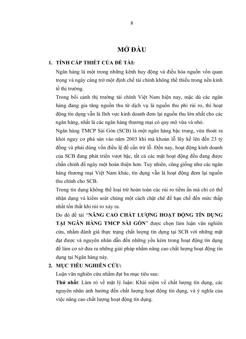 image for page Nâng cao chất lượng hoạt động tín dụng tại ngân hàng thương mại cổ phần Sài Gòn SCB