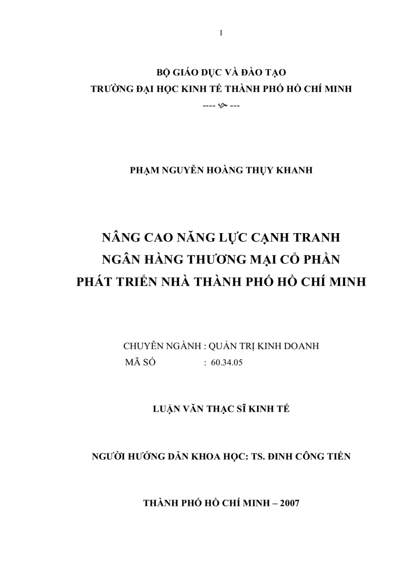 image for page Nâng cao năng lực cạnh tranh Ngân hàng Thương mại Cổ phần Phát Triển Nhà TP HCM