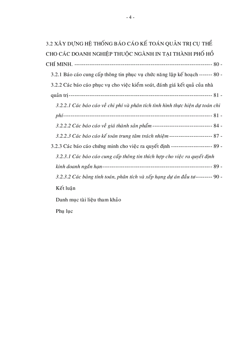 Xây dựng hệ thống báo cáo kế toán quản trị cho các doanh nghiệp thuộc ngành in tại thành phố hồ chí minh