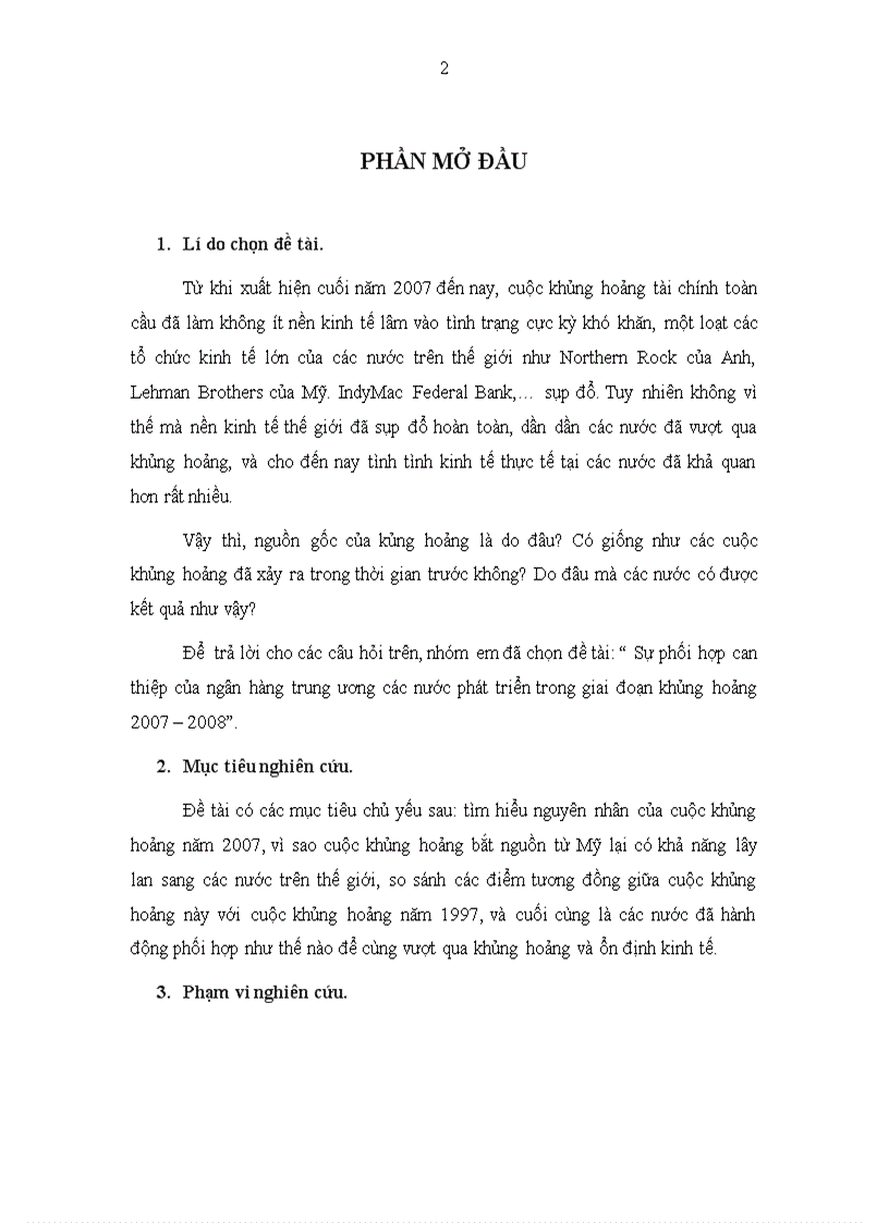 Sự phối hợp can thiệp của ngân hàng trung ương các nước phát triển trong giai đoạn khủng hoảng 2007 2008