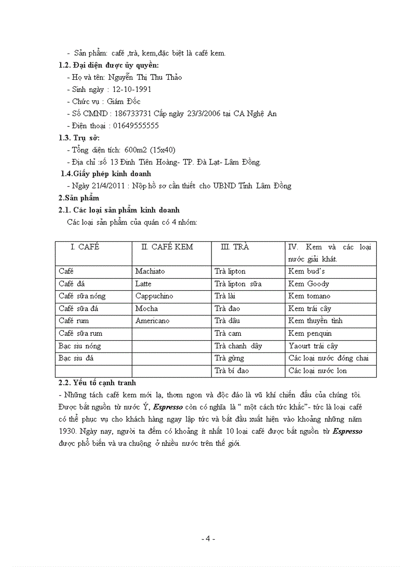 image for page Dự án đầu tư quán café kem sweet love coffee