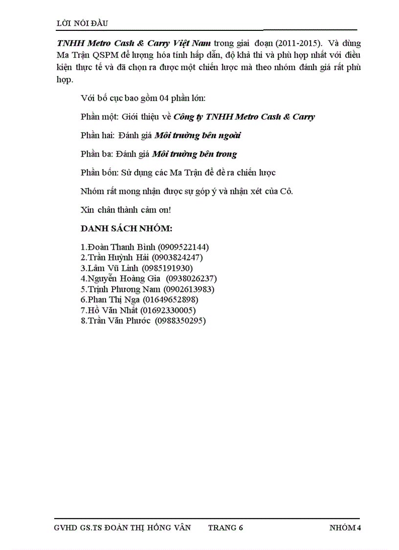 image for page Sử dụng ma trận SWOT nhằm phân tích chiến lược áp dụng cho Công ty TNHH Metro Cash Carry Việt Nam trong giai đoạn 2011 2015