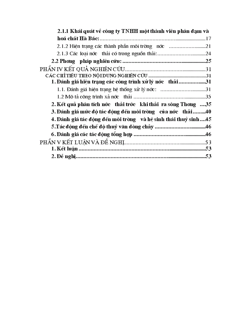 image for page Khảo sát đánh giá tác động của nguồn nước thải đến môi trường từ hoạt động của công ty phân đạm Hà Bắc