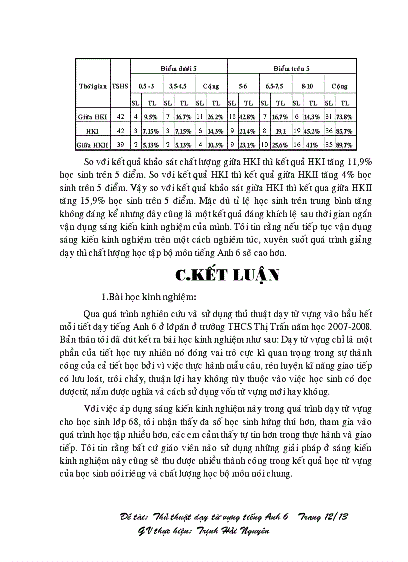 image for page Thủ thuật dạy từ vựng tiếng Anh 6 trường THCS Thị Trấn Gò Dầu