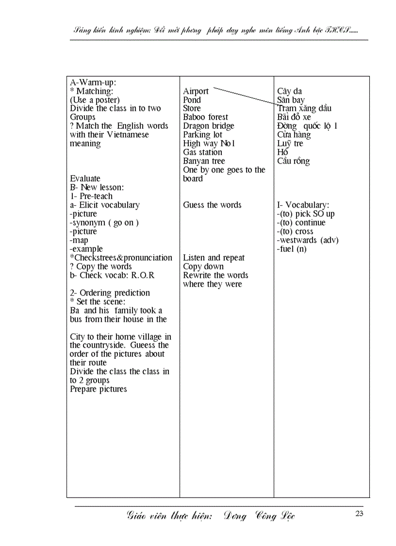 image for page Giảng dạy và học tập môn nghe tiếng Anh của giáo viên và học sinh bậc THCS ở các lớp 6 7 8 9 truờng THCS Hồng Thủy
