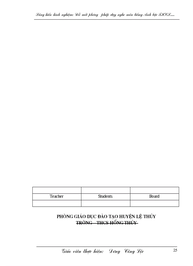 image for page Giảng dạy và học tập môn nghe tiếng Anh của giáo viên và học sinh bậc THCS ở các lớp 6 7 8 9 truờng THCS Hồng Thủy